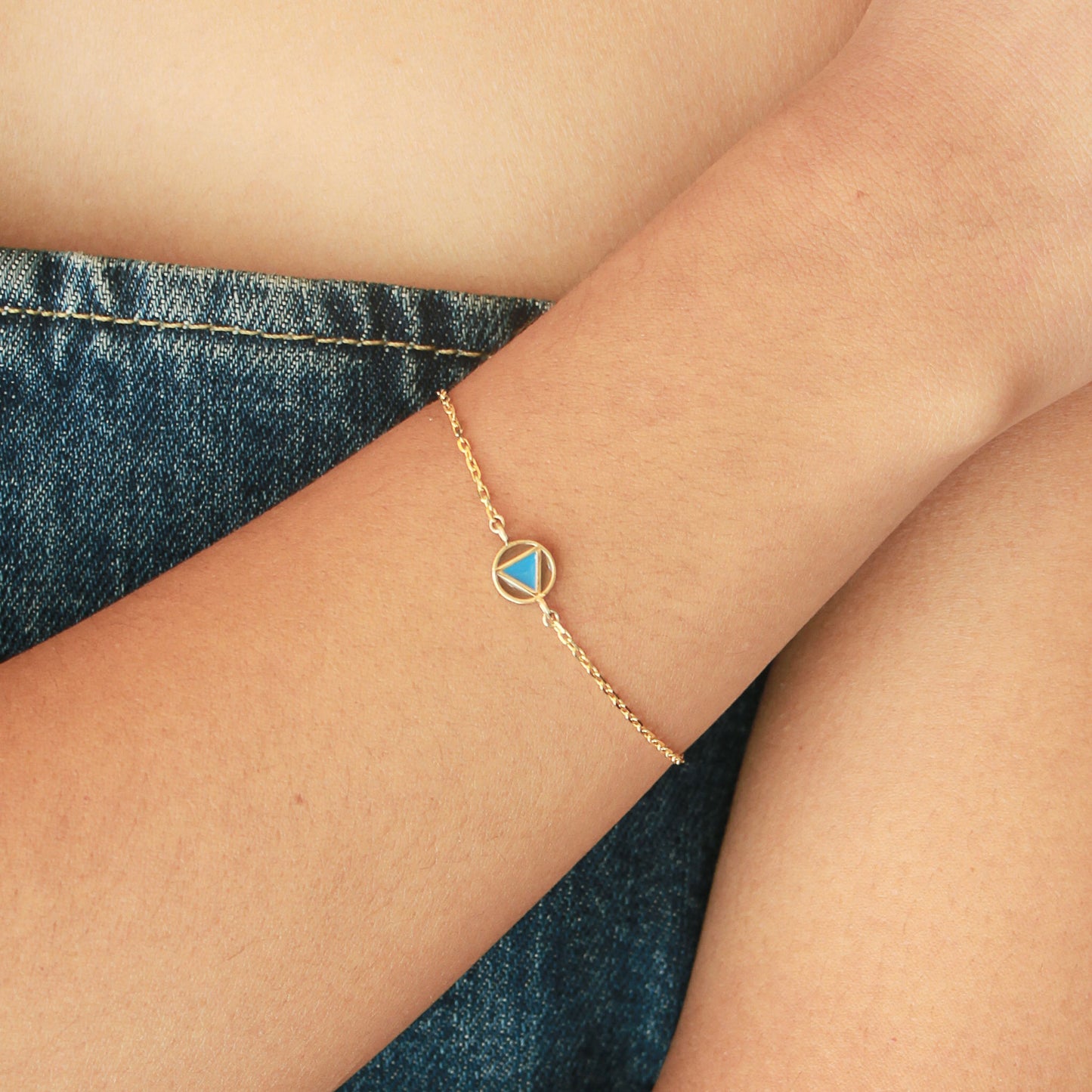 African Sky Bracelet with a Bronze Enamel & Blue Enamel Polygon