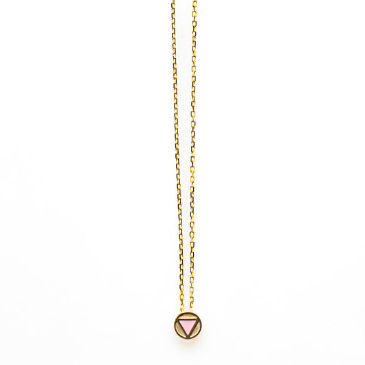 African Sky Pendant with Pink Enamel Polygon - 8mm